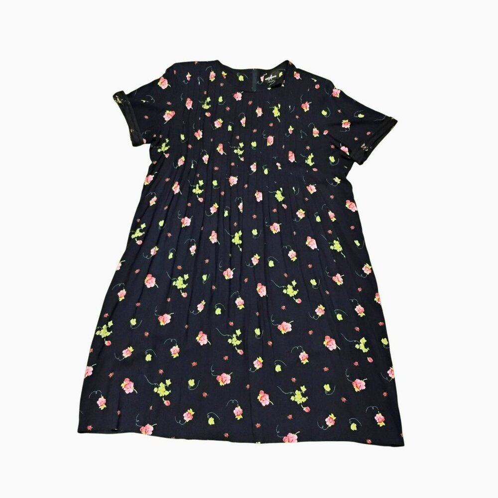 Positive Attitude Vintage Navy Blue Floral Dress, size XL, Lace Cottagecore